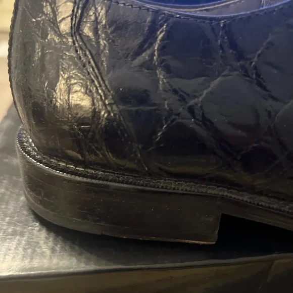 David Eden 100% Genuine Alligator Skin Men's Dress Derby Oxford Shoes Black 10M - Picture 4 of 13